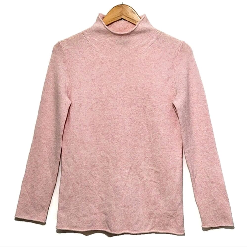 J.Crew Cashmere Wool Blend Pink Mock Neck Sweater Long Sleeve XS Classic Cozy